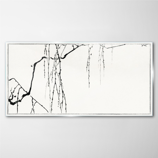 Delicate branches in monochromatic tones Glass Print