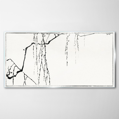 Delicate branches in monochromatic tones Glass Print