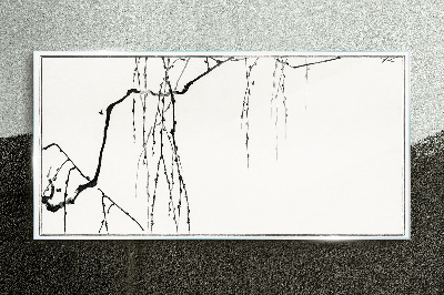 Delicate branches in monochromatic tones Glass Print