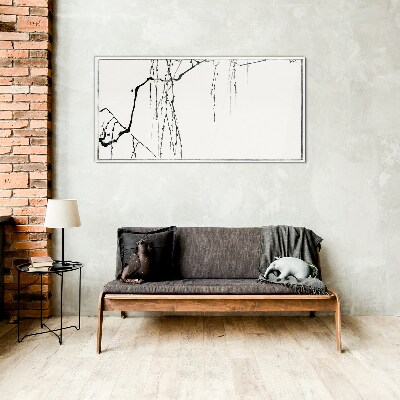 Delicate branches in monochromatic tones Glass Print