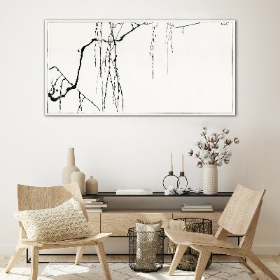 Delicate branches in monochromatic tones Glass Print