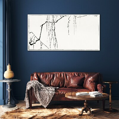 Delicate branches in monochromatic tones Glass Print