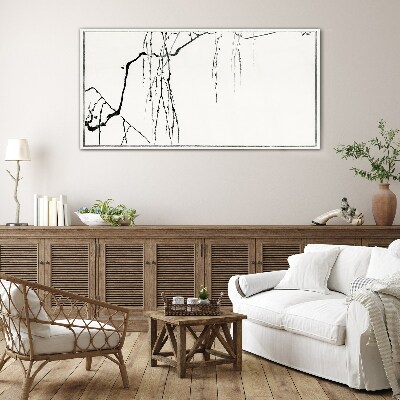 Delicate branches in monochromatic tones Glass Print