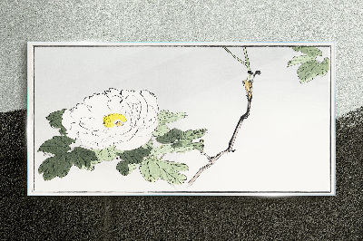 Asian branch flowers Glass Print