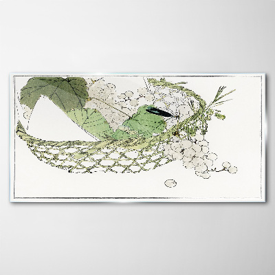 Green fruit basket Glass Print