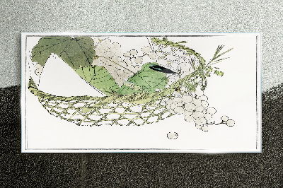 Green fruit basket Glass Print