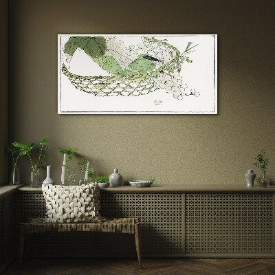 Green fruit basket Glass Print