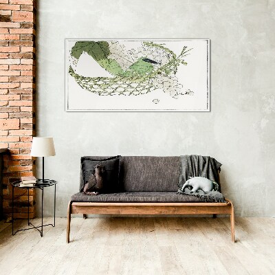 Green fruit basket Glass Print