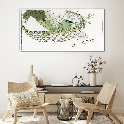 Green fruit basket Glass Print