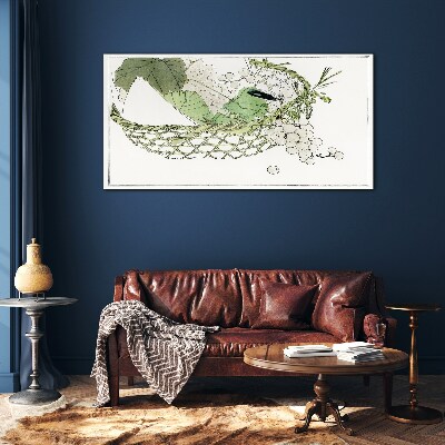 Green fruit basket Glass Print