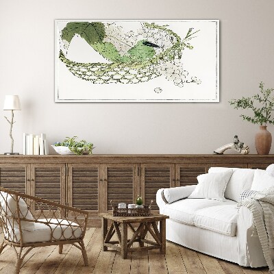 Green fruit basket Glass Print