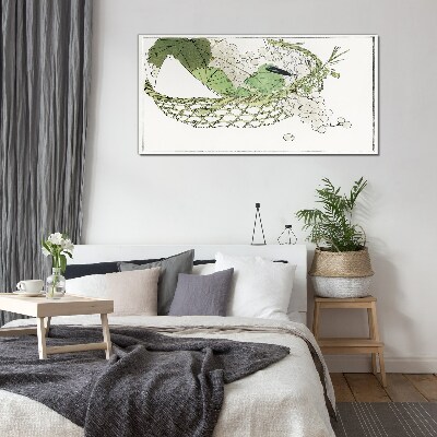 Green fruit basket Glass Print