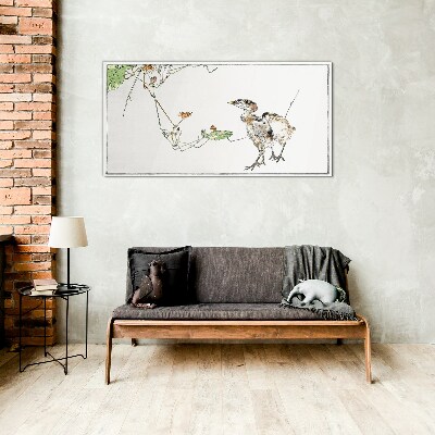 Birds among the vegetation Glass Print