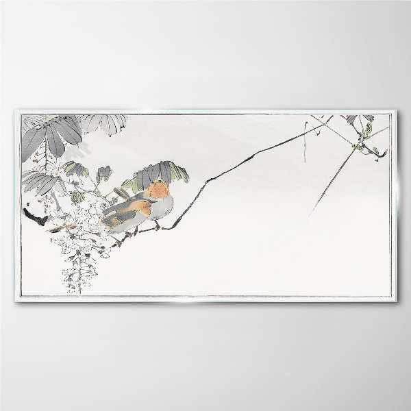 Birds on a branch Glass Print