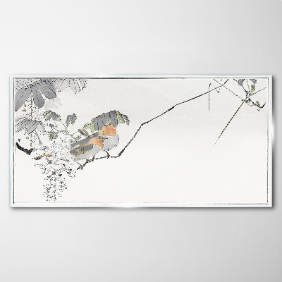 Birds on a branch Glass Print