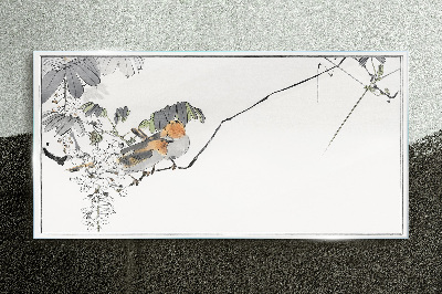 Birds on a branch Glass Print