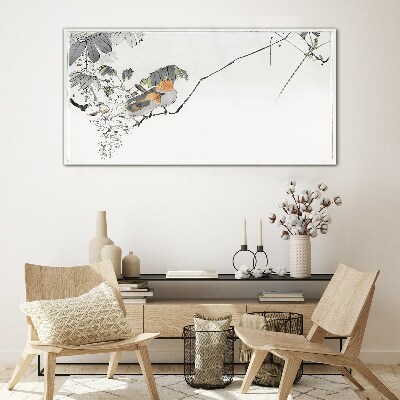 Birds on a branch Glass Print