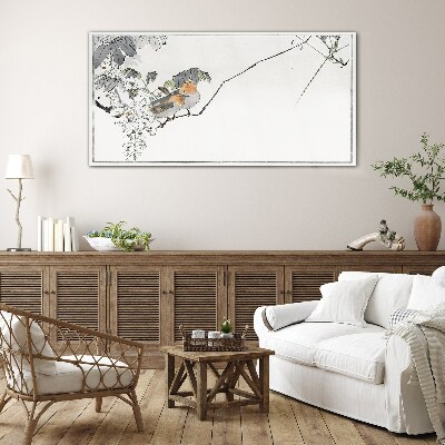 Birds on a branch Glass Print