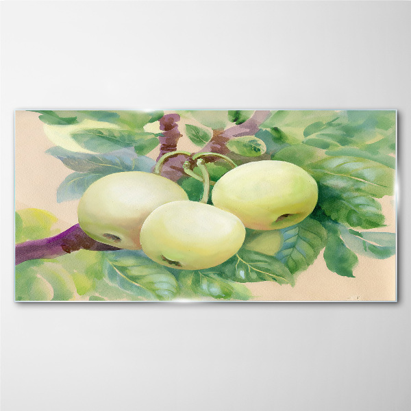 Apple garden in pastel colors Glass Print