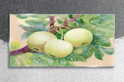 Apple branch fruit leaves Glass Print