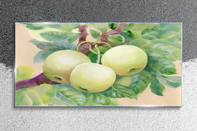 Apple garden in pastel colors Glass Print