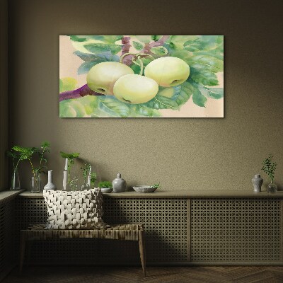 Apple garden in pastel colors Glass Print