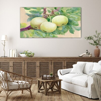 Apple garden in pastel colors Glass Print