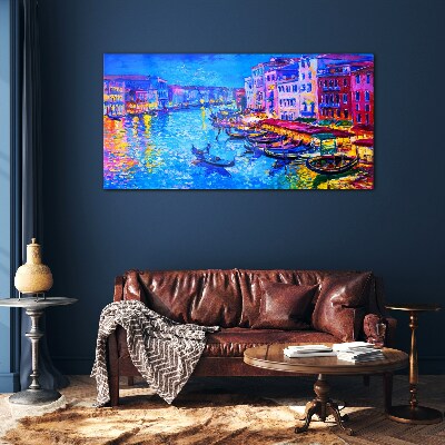 A Venetian night in the glow of colors Glass Wall Art