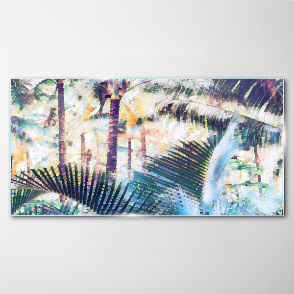 Tropical landscape in pastel colors Glass Wall Art