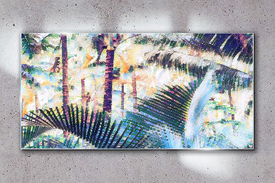 Tropical landscape in pastel colors Glass Wall Art
