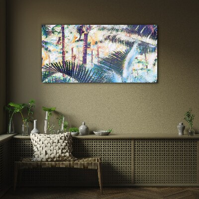 Tropical landscape in pastel colors Glass Wall Art
