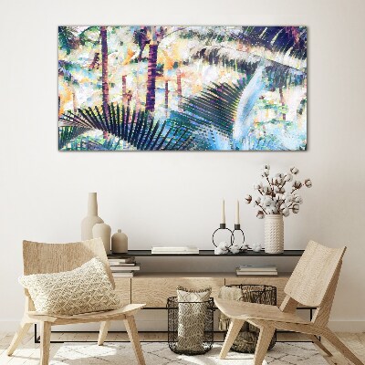 Tropical landscape in pastel colors Glass Wall Art