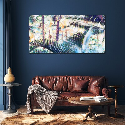 Tropical landscape in pastel colors Glass Wall Art
