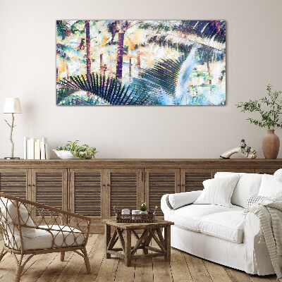 Tropical landscape in pastel colors Glass Wall Art