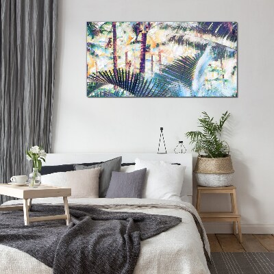 Tropical landscape in pastel colors Glass Wall Art