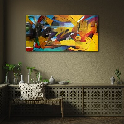 Abstract landscape in intense colors Glass Wall Art