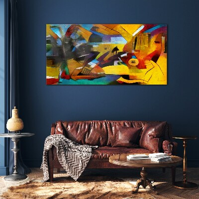 Abstract landscape in intense colors Glass Wall Art