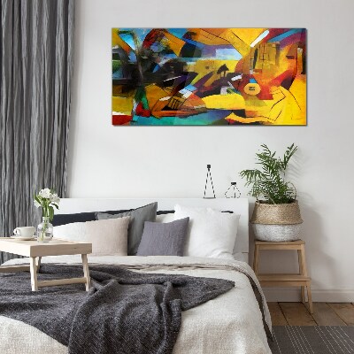 Abstract landscape in intense colors Glass Wall Art