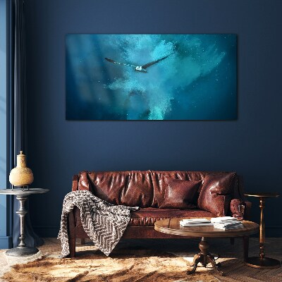 A bird in the blue space Glass Wall Art