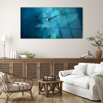 A bird in the blue space Glass Wall Art