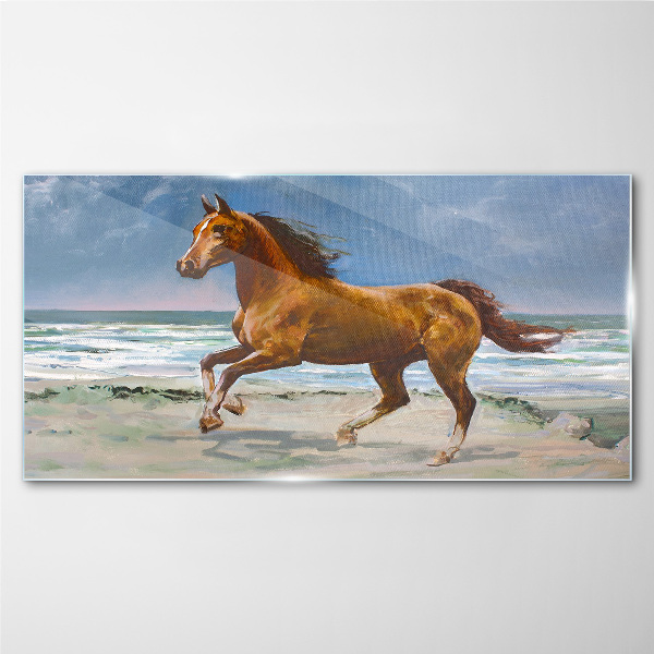 Galloping Horse by Unknown Artist Glass Wall Art