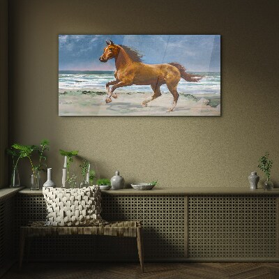 Galloping Horse by Unknown Artist Glass Wall Art