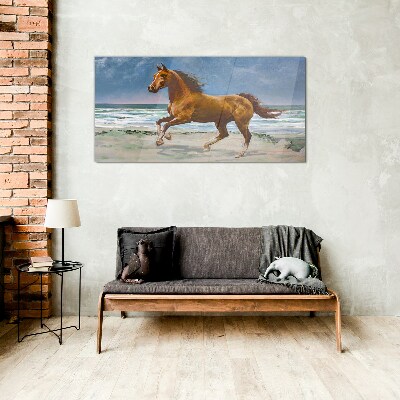 Galloping Horse by Unknown Artist Glass Wall Art