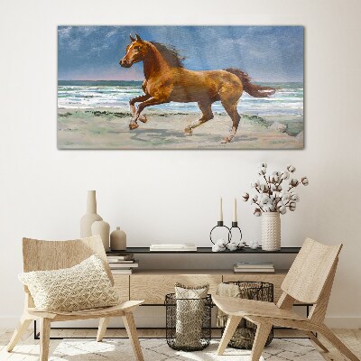 Galloping Horse by Unknown Artist Glass Wall Art