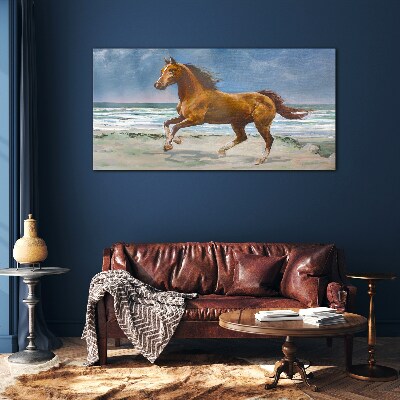 Galloping Horse by Unknown Artist Glass Wall Art