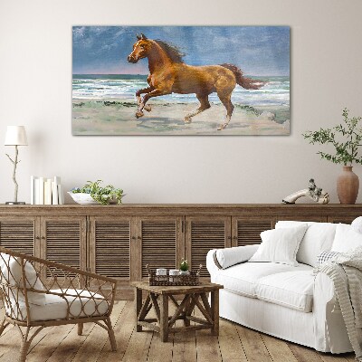 Galloping Horse by Unknown Artist Glass Wall Art