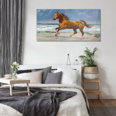 Galloping Horse by Unknown Artist Glass Wall Art