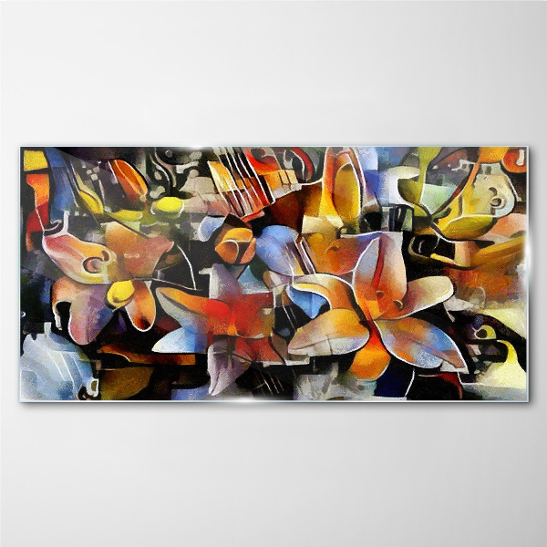 Floral abstraction in intense colors Glass Wall Art