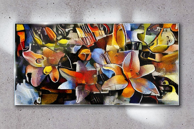 Floral abstraction in intense colors Glass Wall Art