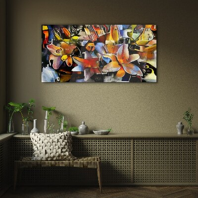 Floral abstraction in intense colors Glass Wall Art